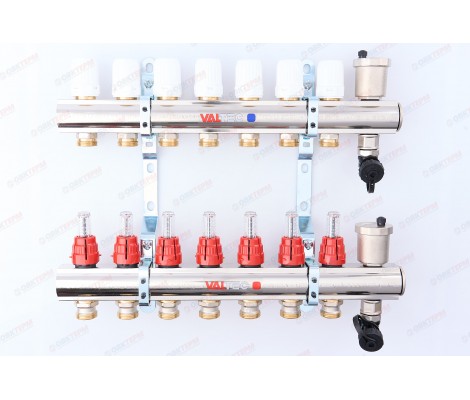Коллекторная группа 1*7 выходов со встроенными расходомерами в сборе, евроконус 3/4