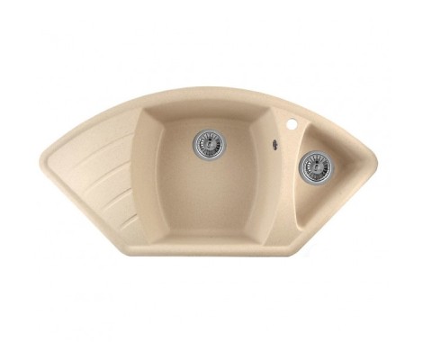 Мойка керамогранитная 25 угловая двухсекционная 1015х510*217мм бежевая матовая Granmill