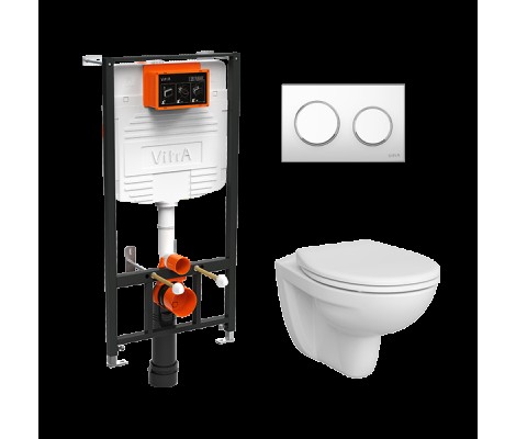 Инсталляция с унитазом Normus 9842B003-7206 с сиденьем SC и хром клавишей смыва VitrA
