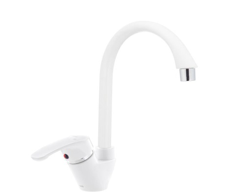 Смеситель для умывальника Oscar-011 на гайке, белый, без подводки &Oslash;35 Plamix