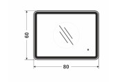 Зеркало 60*80 LED подсветкой 6000К 9,6 Вт/м с сенс.выкл, подогрев 25*50см универсал крепл 348ско1у КЗСК