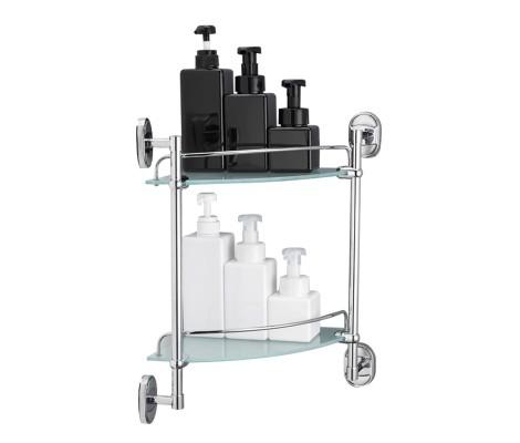 Полка стеклянная 2-х ярусная 25*25 F1907-2 Frap