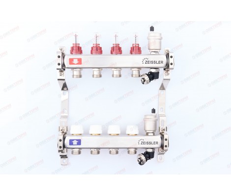 Коллектор с расходомерами и воздухоотводчиком нержавеющая сталь 1