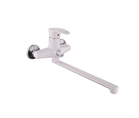 Смеситель д/ванны PLAMIX CEZAR-006 EURO SET White (с шлангом, лейкой и кронштейном)