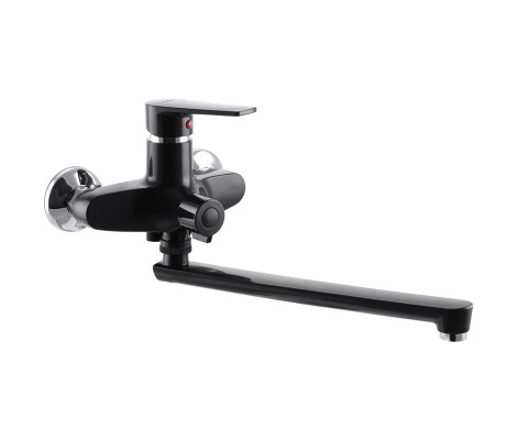 Смеситель для ванны Oscar-006 длинный черный, без шланга и лейки Euro Plamix 