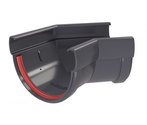 Угол желоба составной 135 град. Дизайн ПВХ Grand Line графит (RAL 7024) Угол желоба составной 135 град. Дизайн ПВХ Grand Line графит (RAL 7024)