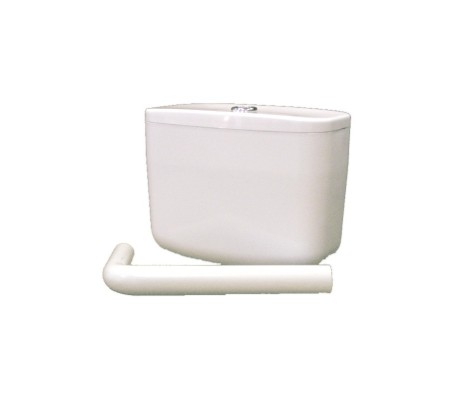 Сливной бачок для унитаза среднего расположения пластмассовый в комплекте с арматурой, хром кнопка. труба