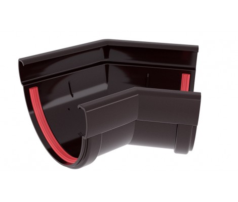 Угол желоба составной 135 град. Дизайн ПВХ Grand Line шокол. (RAL 8017)