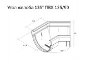 Угол желоба составной 135 град. Дизайн ПВХ Grand Line шокол. (RAL 8017)