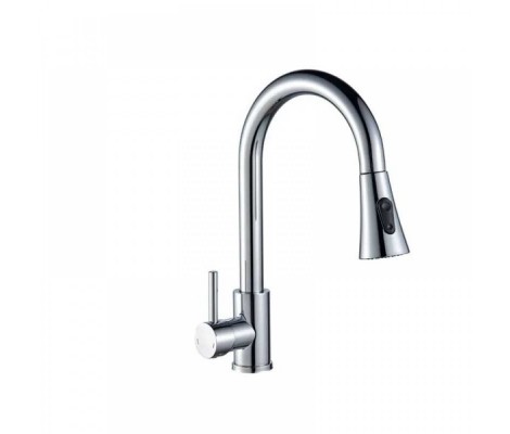 Смеситель д/кухни нерж/сталь CHAMPION NEO-014 CHROME с выдвижной лейкой (&Oslash;35, ГАЙКА)   (10 шт/ящ)