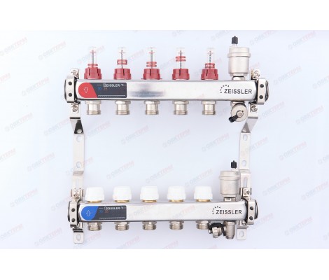 Коллектор с расходомерами и воздухоотводчиком нержавеющая сталь 1