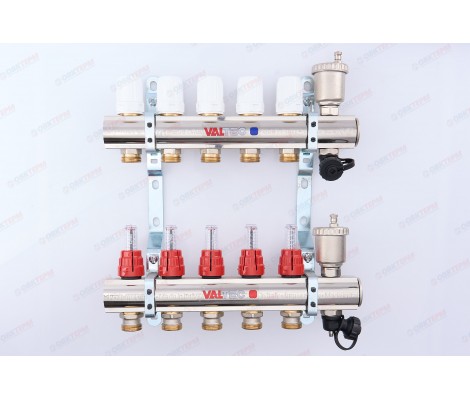 Коллекторная группа 1*5 выходов со встроенными расходомерами в сборе, евроконус 3/4