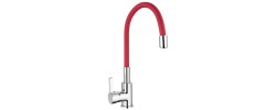 Смеситель для кухни LR4898-1 c силиконовым изливом красный Zerix