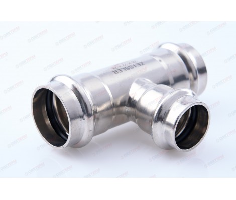 Трехраструбный пресс-тройник из нержавеющей стали 28*22*28mm ZTI.531.282228 TIM