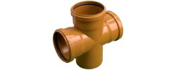 Крестовина канализационная 110/110/110/90° рыжая Flextron