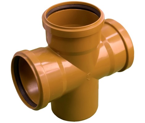 Крестовина канализационная 110/110/110/90° рыжая Flextron