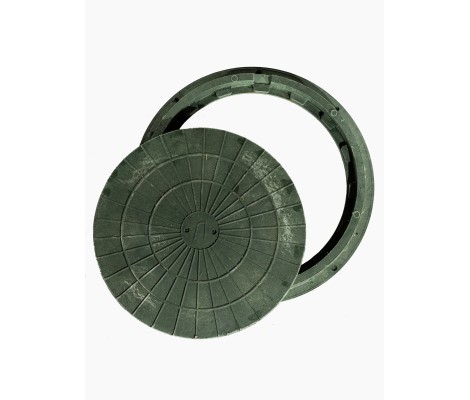 Люк канализационный тяжелый 3 т круглый сертифицированный зеленый  Новая Эра