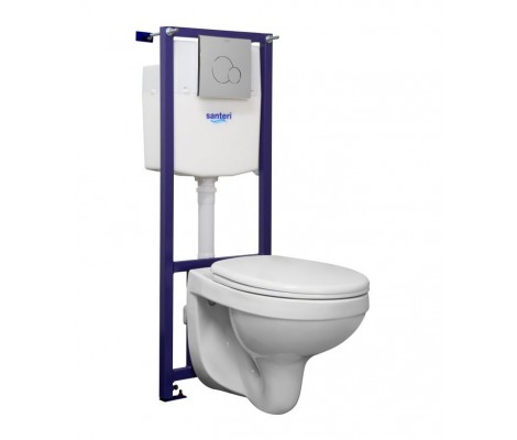 Инсталляция Альфа унитаз-кнопка хром-сиденье ПП Santeri