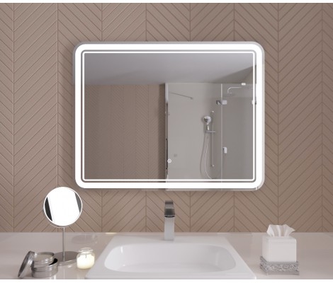 Зеркало 900x700 Vienna с LED подсветкой,подогревом,литым коробом и сенсорным выкл. Кайман Glassiko