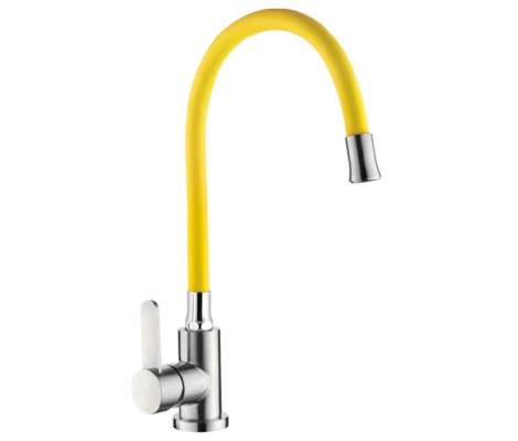 Смеситель для кухни LR74004-4 с силиконовым изливом &Oslash;35 желтый Zerix