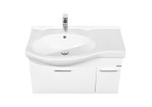 Тумба подвесная 80, Инди 80 Белый под умывальник Коралл 83 правое крыло Aquaton