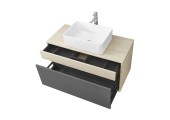 Тумба подвесная 100, Лофт Урбан 100 Графит/Орегон под умывальник Одри 62 Aquaton