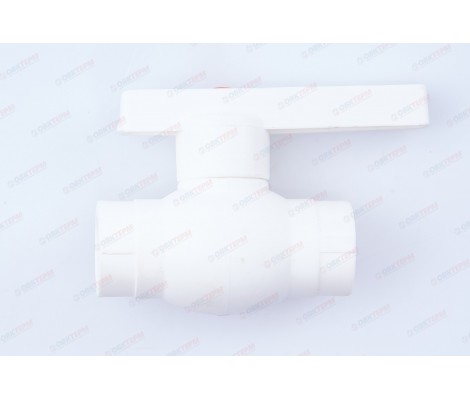 Кран пластиковый шаровый 20 стальной шар белый Optima Valfex