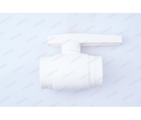 Кран пластиковый шаровый 50 стальной шар белый Optima Valfex