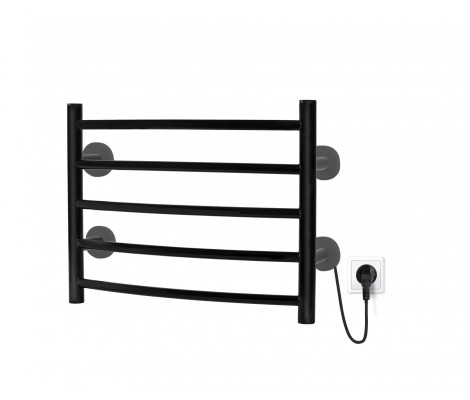 Полотенцесушитель электрический ЛНК - Э1 40*80 черный муар, кабель слева АДВ Полотенцесушитель электрический ЛНК - Э1 40*80 черный муар, кабель слева АДВ