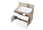 Тумба подвесная 80, Мишель 80 Дуб Эндгрейн/Белый под умывальник Mila 50 Aquaton