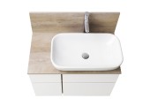 Тумба подвесная 80, Мишель 80 Дуб Эндгрейн/Белый под умывальник Mila 50 Aquaton