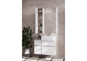 Тумба подвесная 80, Мишель 80 Дуб Эндгрейн/Белый под умывальник Mila 50 Aquaton