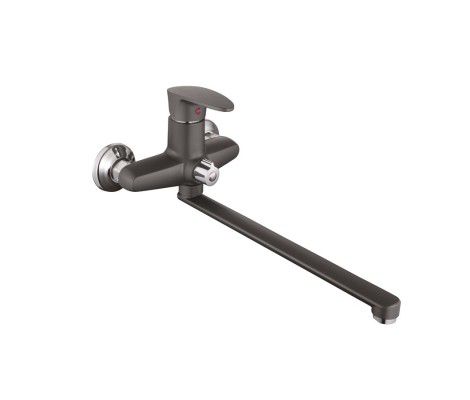 Смеситель д/ванны PLAMIX CEZAR-006 EURO SET Graphite, (с шлангом, лейкой и кронштейном) (20 шт/ящ)