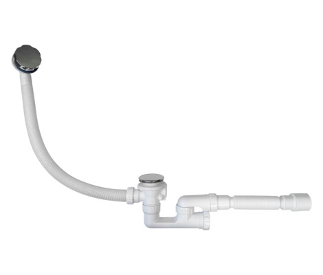 Сифон для ванны полуавтомат Alfa с переливом 60см и гибкой трубой 1 1/2