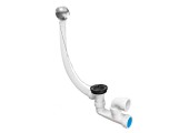 Сифон для ванн ALFA с нержавеющем выпуском, переливом Агура и гибкой трубой 1 1/2