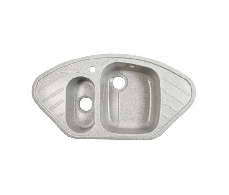 Мойка керамогранитная 32 угловая двухсекционная серая глянец+блестки Granmill