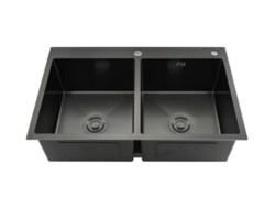 Мойка GS8350-6 с коландером черная, двойная Gappo 