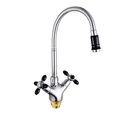 Смеситель для кухни Z5860-6 чёрные ручки Zerix