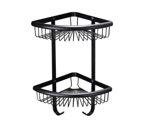 Полка 2-х ярусная F352-16 с крючками угловая Frap