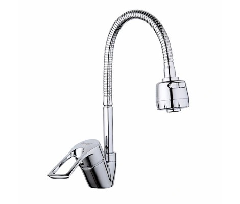Смеситель для кухни F43701-В хром гибкий высокий гусак Frap