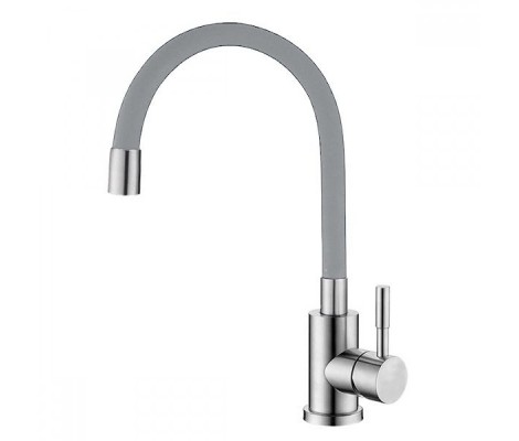 Смеситель для кухни SUS 011 Reflector &Oslash;40 с силиконовым изливом SUS304 серый Mixxus