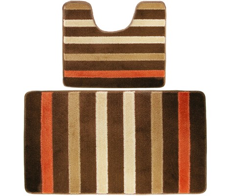 Комплект ковриков для ванны Silver из 2-шт 60х100/50х60см Line 11мм коричневый Banyolin