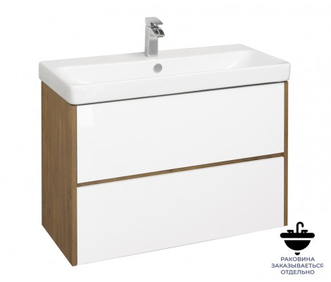 Тумба подвесная 90, Сканди 90 Белый/Дуб Рустикальный под умывальник Адриана 90 Aquaton