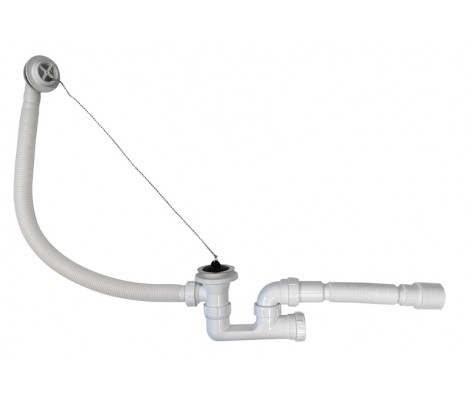Сифон для ванны Alfa с пластиковым выпуском и гибкой трубой 1 1/2
