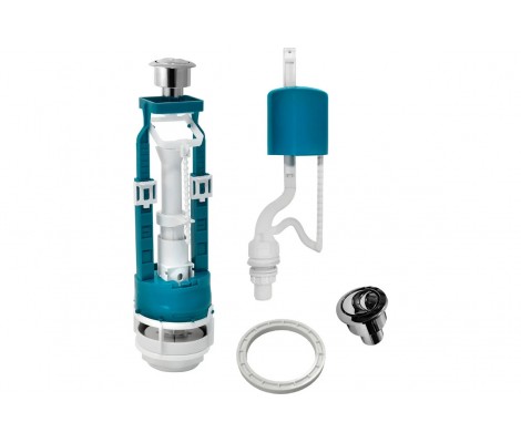 Смывная арматура для унитаза нижний подвод, металлизированная двойная кнопка ИнКоэр