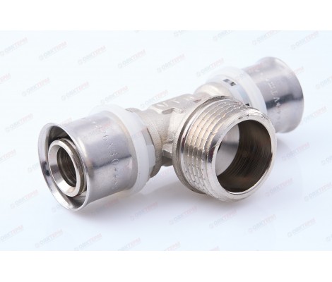 Тройник пресс 26*1*26 с переходом на наружную резьбу VTm.233.N.260626 Valtec