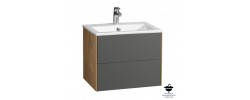Тумба подвесная 60, Сохо 60 Дуб Веллингтон/Графит софт под умывальник Элина 60 Aquaton
