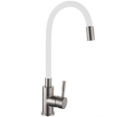 Смеситель для кухни SUS-011 reflector из нержавеющей стали белый Zerix