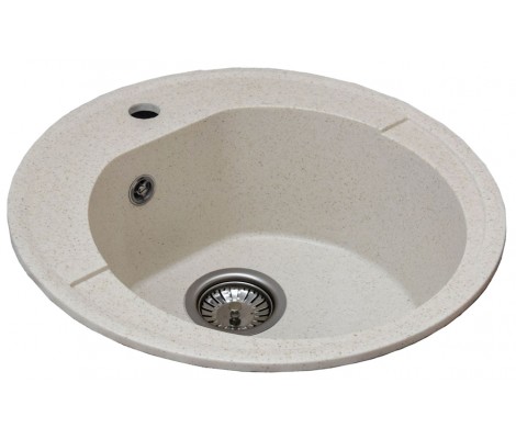 Мойка керамогранитная 19 круглая 450*190мм белая + блестки Granmill