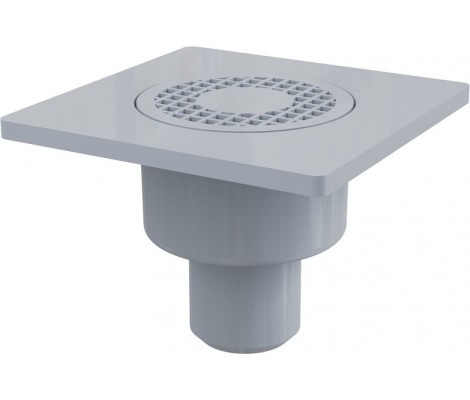 Сливной трап 150x150/50мм с прямым подводом, пластик 